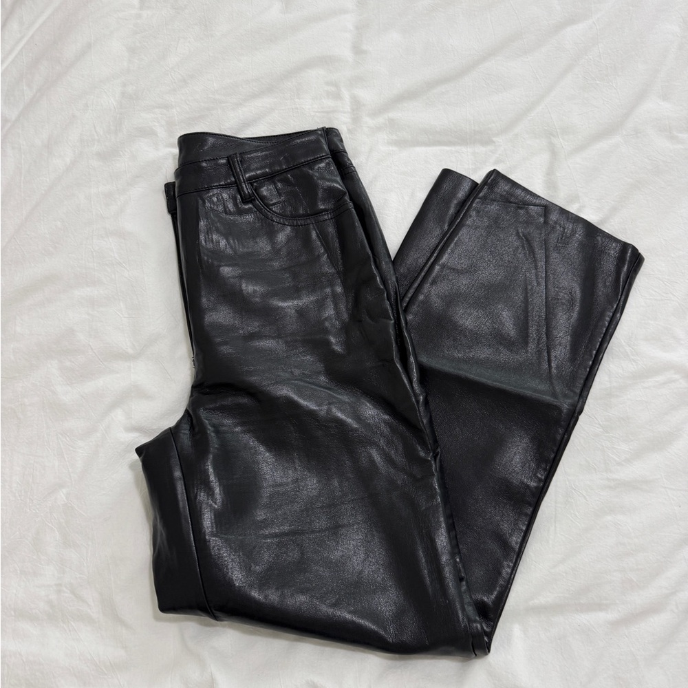 Wilfred Black Leather-Style Pants